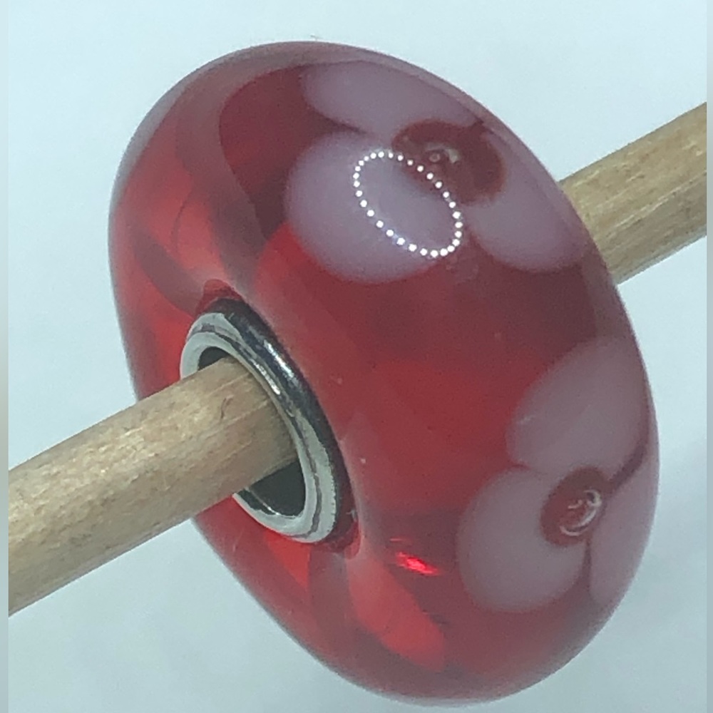 Trollbeads Red Bead with flowers